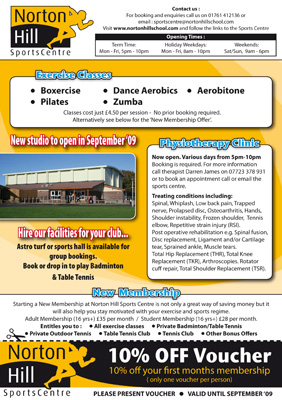 Optical Design & Print - Norton Hill Sports Centre Flyer